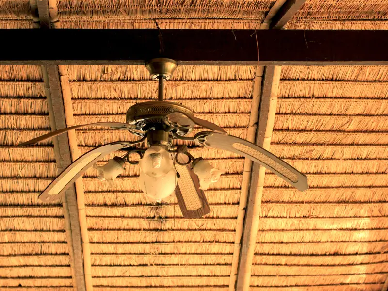 ceiling fan with sagging blades. 